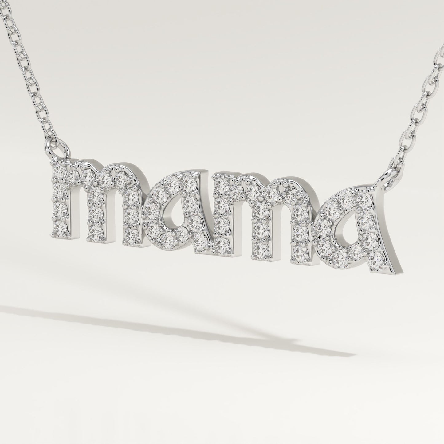 0.17 TCW Round Lab-Grown Diamond Mama Charm Necklace