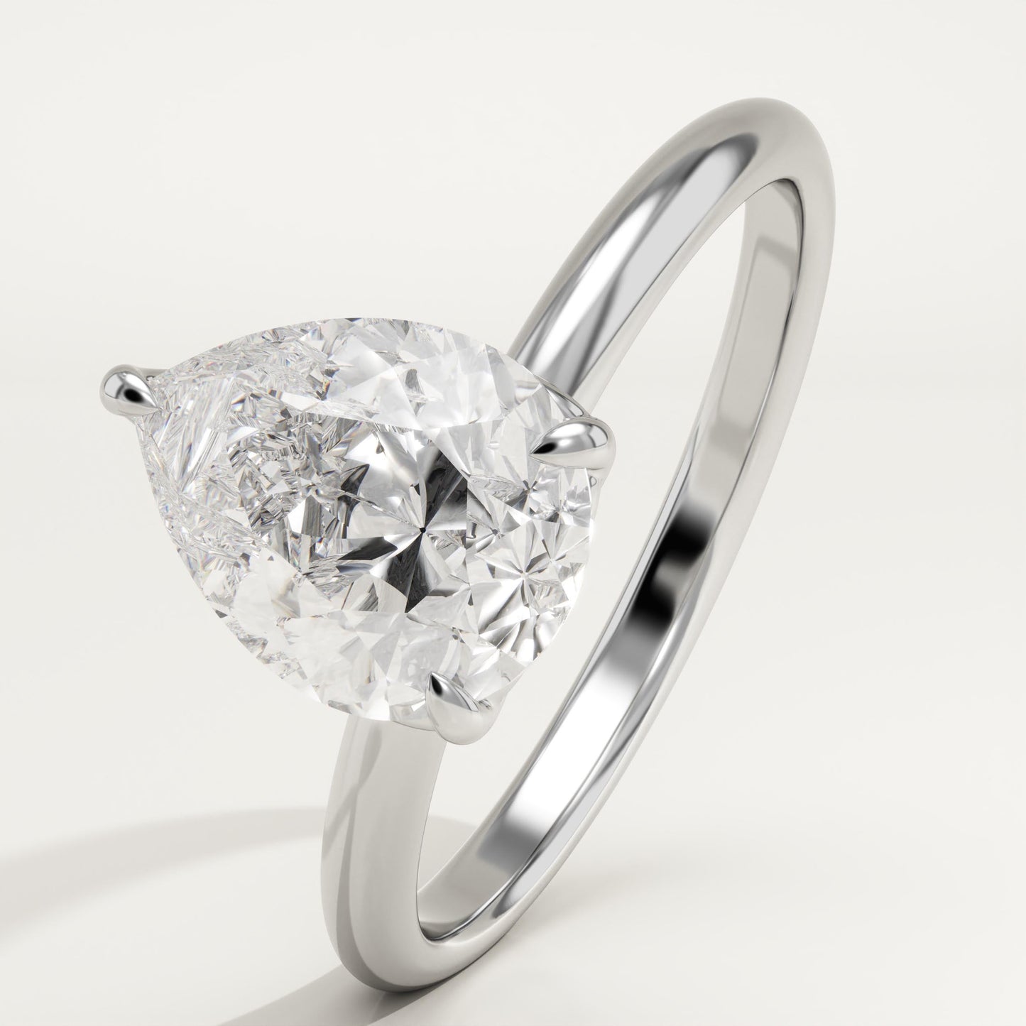 1.5 CT Pear Cut Solitaire Moissanite Engagement Ring