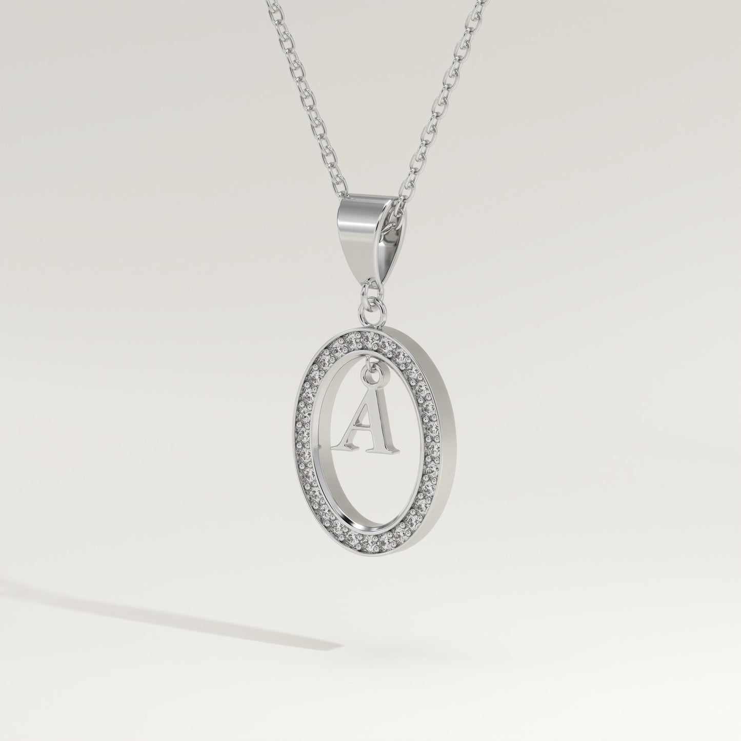 0.05 TCW Round Lab-Grown Diamond A Initial Necklace