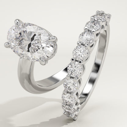 Oval Cut Pave Lab-Grown Diamond Engagement Ring