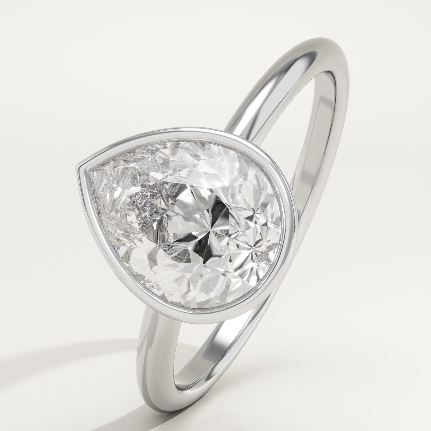 Pear Cut Bezel Lab-Grown Diamond Engagement Ring