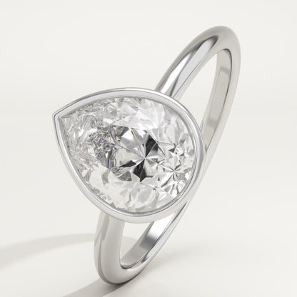 Pear Cut Bezel Lab-Grown Diamond Engagement Ring