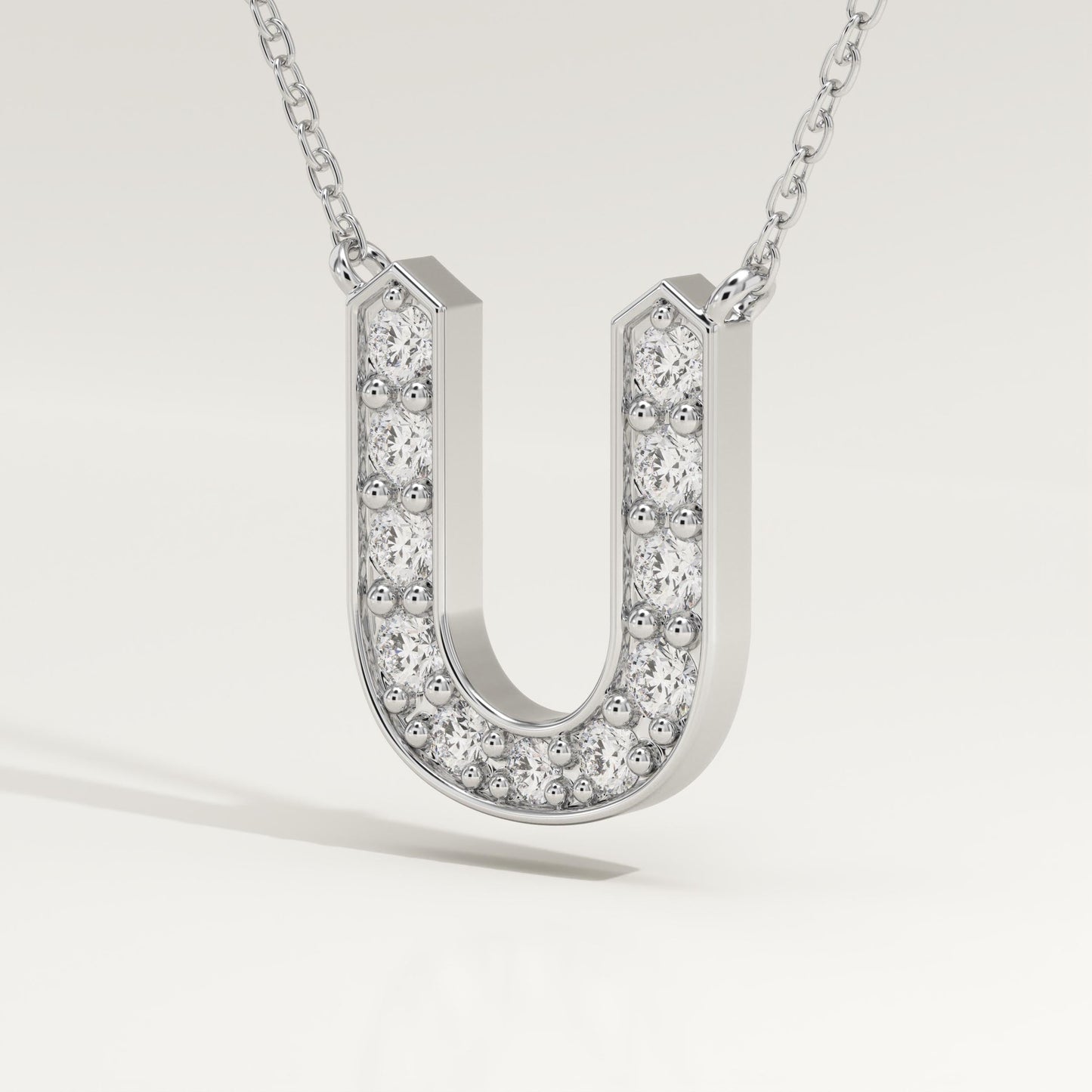 0.26 TCW Round Lab-Grown Diamond U Initial Necklace