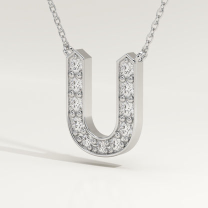 0.26 TCW Round Lab-Grown Diamond U Initial Necklace