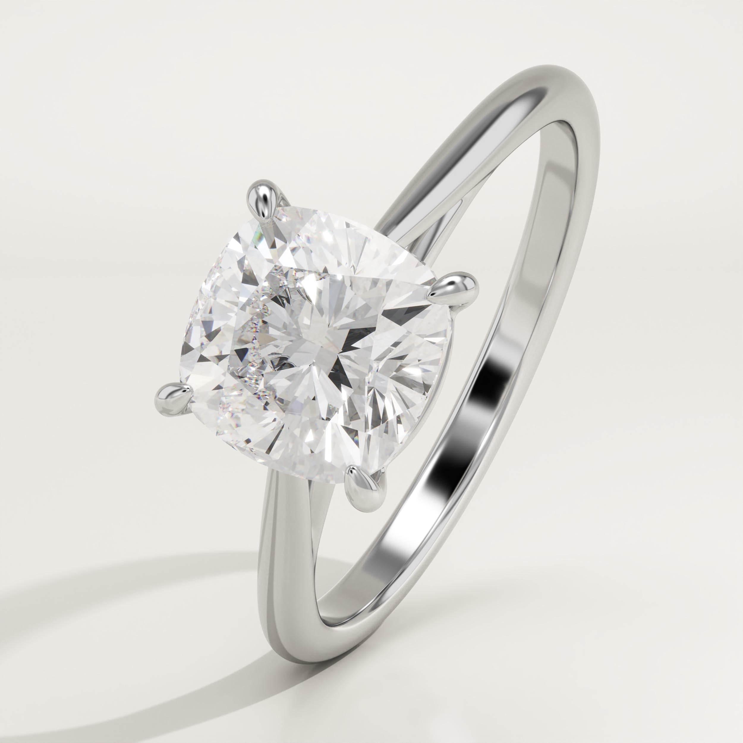 2.0 CT Cushion Cut Solitaire Lab-Grown Diamond Engagement Ring