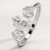 2.0 CT Elongated Cushion Cut Three Stone Lab-Grown Diamond Engagement Ring