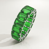 8.91 TCW Emerald Shaped May-Emerald Birthstone Wedding Band