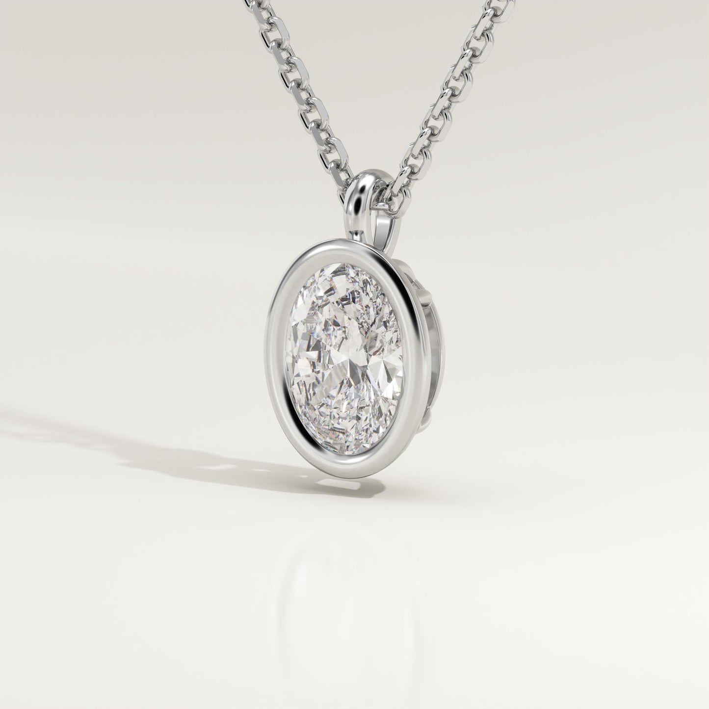 2 CT Oval Lab-Grown Diamond Solitaire & Bezel Necklace
