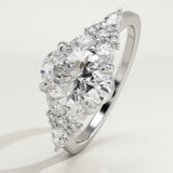 2.0 CT Oval Cut Cluster Lab-Grown Diamond Engagement Ring