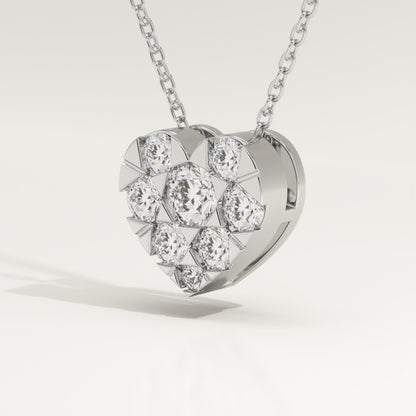0.475 TCW Round Lab-Grown Diamond Heart Shaped Charm Necklace