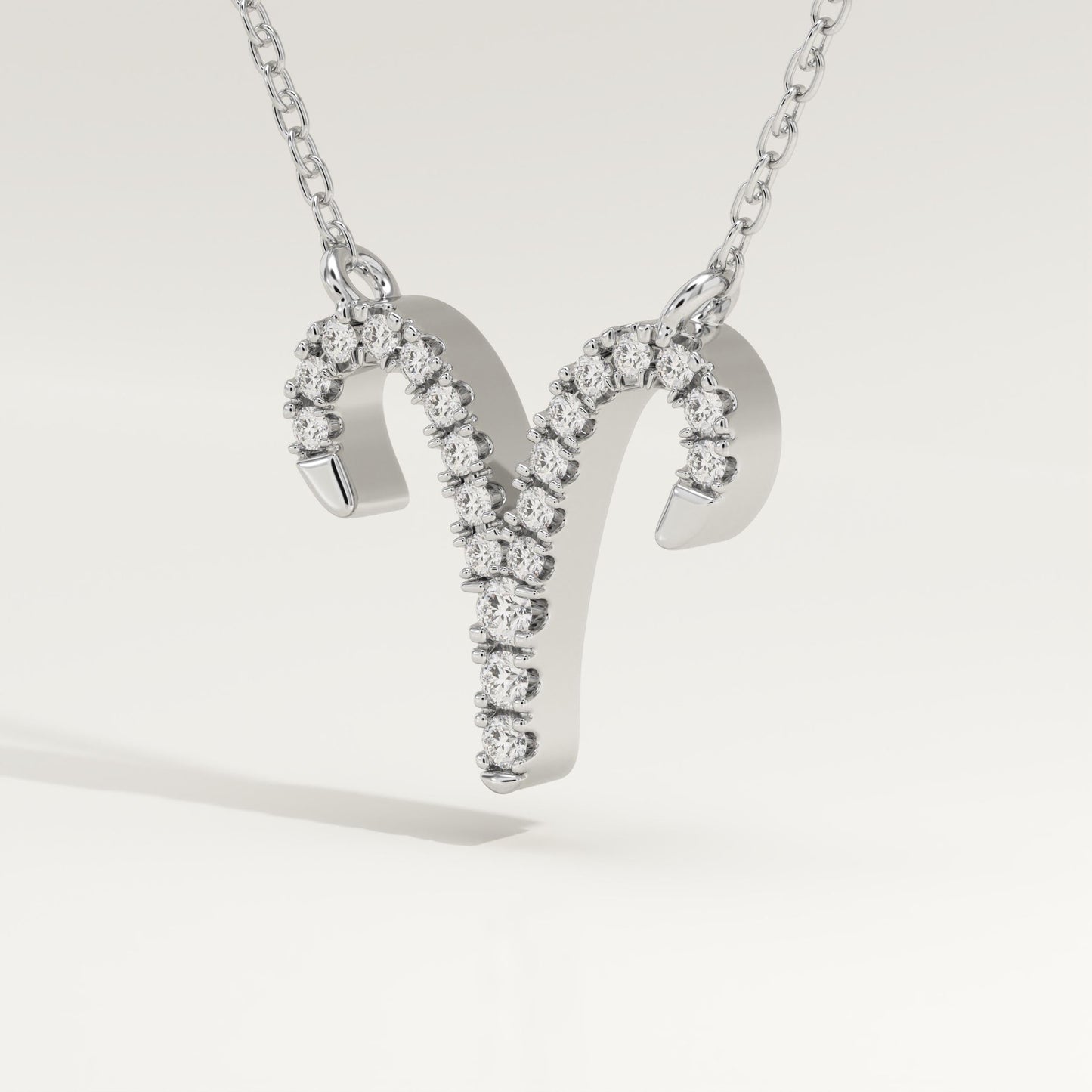 0.098 TCW Round Lab-Grown Diamond Aries Zodiac Necklace