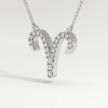 0.098 TCW Round Lab-Grown Diamond Aries Zodiac Necklace