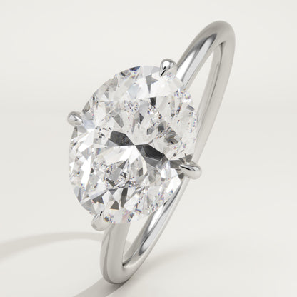 2.25 CT East West Oval Cut Hidden Halo Moissanite Engagement Ring