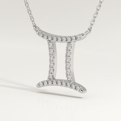 0.13 TCW Round Lab-Grown Diamond Gemini Zodiac Necklace