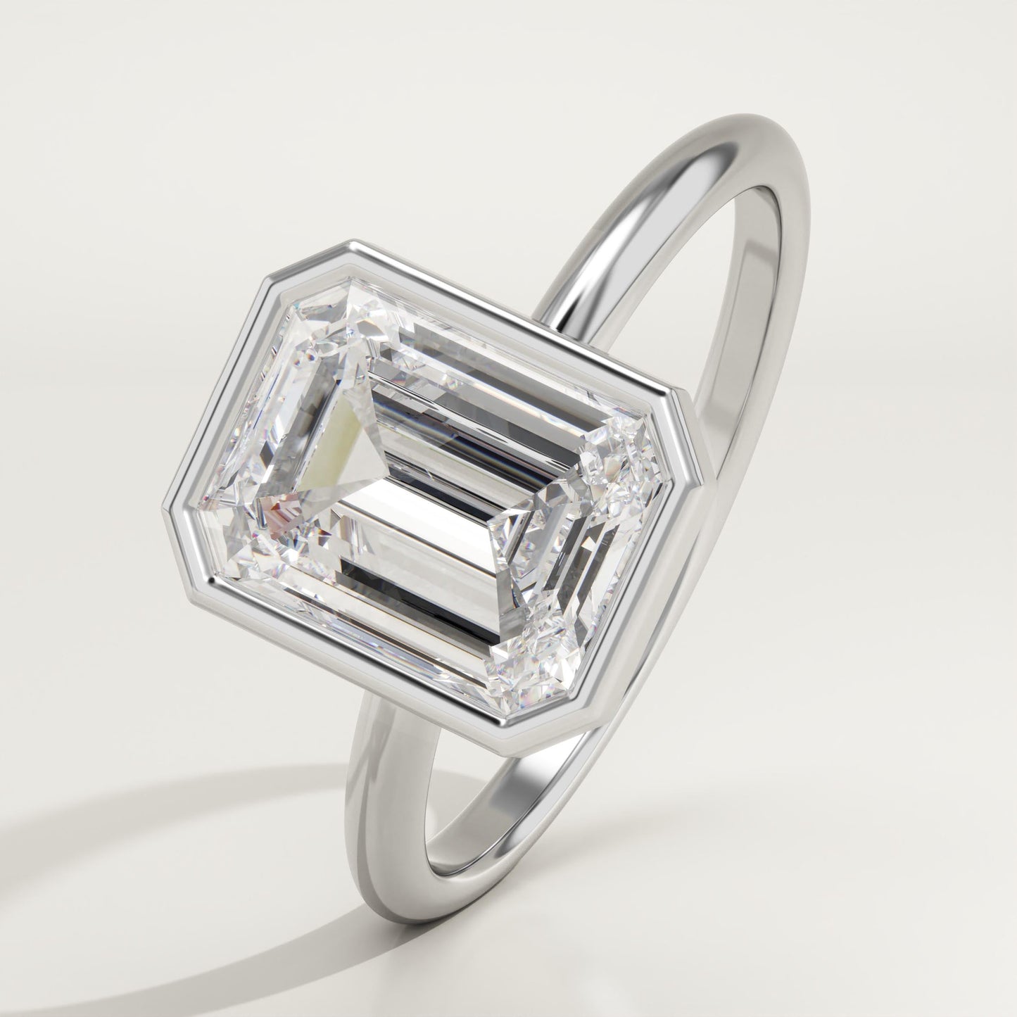 1.75 CT Emerald Cut Bezel Moissanite Engagement Ring
