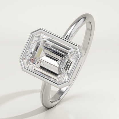 1.75 CT Emerald Cut Bezel Moissanite Engagement Ring