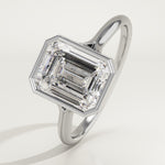 2.0 CT Emerald Cut Bezel Lab-Grown Diamond Engagement Ring