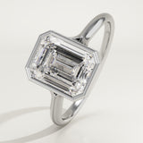 2.0 CT Emerald Cut Bezel Lab-Grown Diamond Engagement Ring