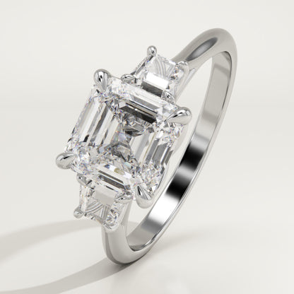 Asscher Cut Three Stone Lab-Grown Diamond Engagement Ring