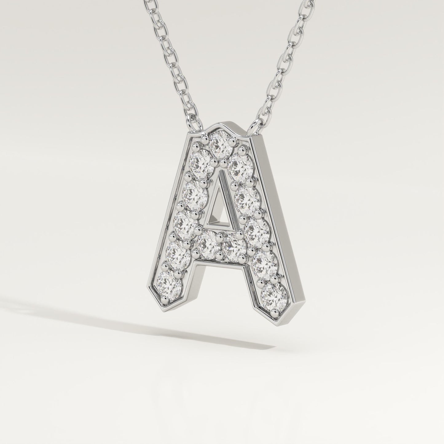0.226 TCW Round Lab-Grown Diamond A Initial Necklace