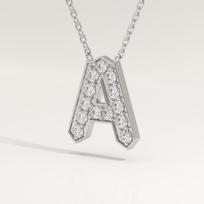 0.226 TCW Round Lab-Grown Diamond A Initial Necklace