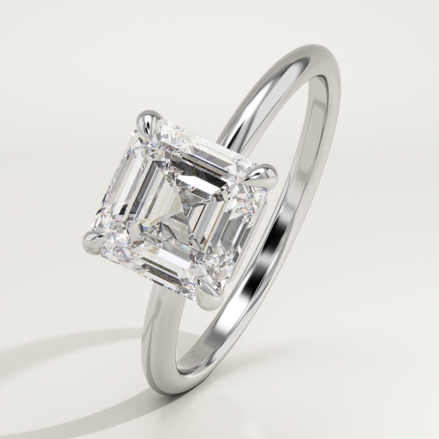 1.75 CT Asscher Cut Solitaire Moissanite Engagement Ring