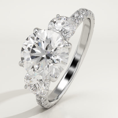 2 CT Round Cut Three Stone Moissanite Engagement Ring