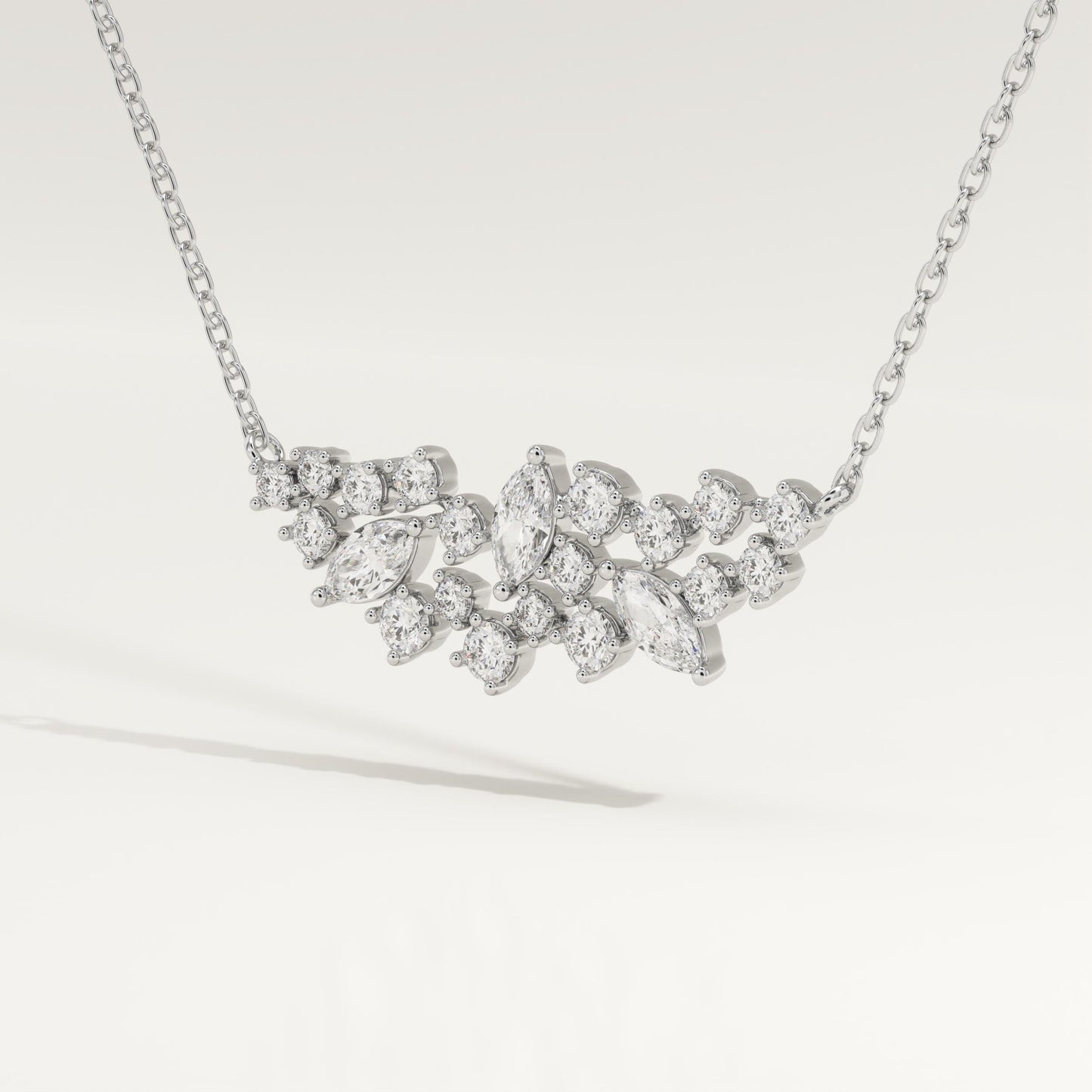 0.248 TCW Round & Marquise Lab-Grown Diamond Charm Necklace