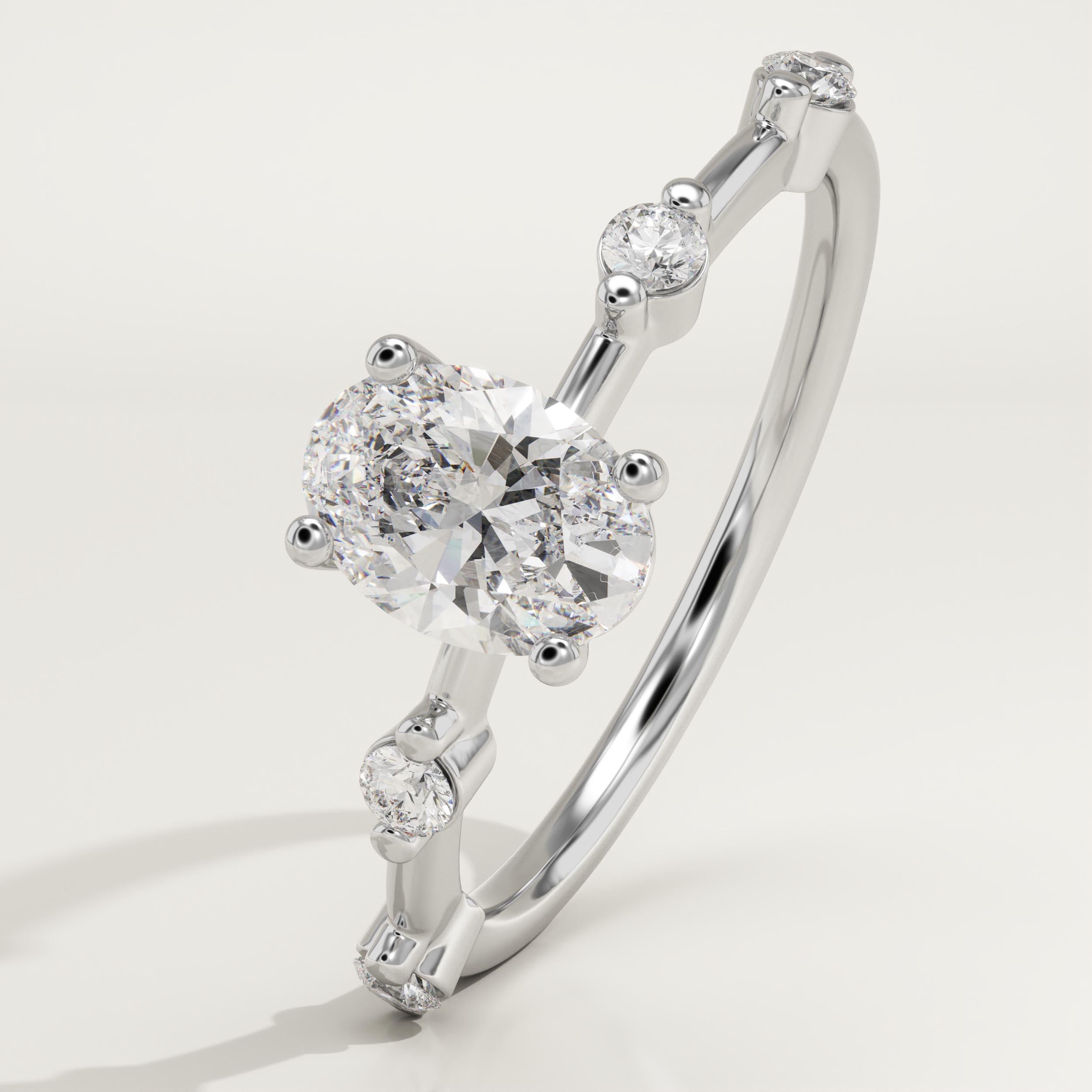 2.0 CT Oval Cut Dainty Pave Lab-Grown Diamond Engagement Ring