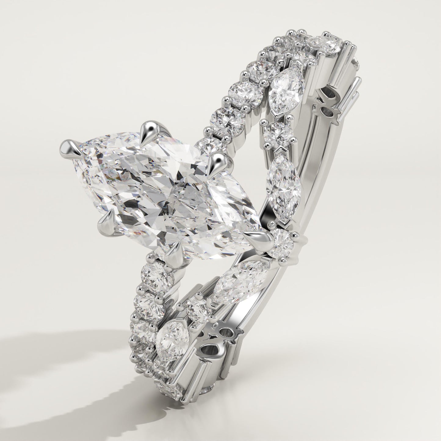 Marquise Cut Pave Lab-Grown Diamond Bridal Set