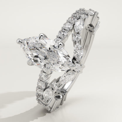 Marquise Cut Pave Lab-Grown Diamond Bridal Set