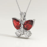 3.21 TCW Pear & Round January-Garnet Birthstone Necklace