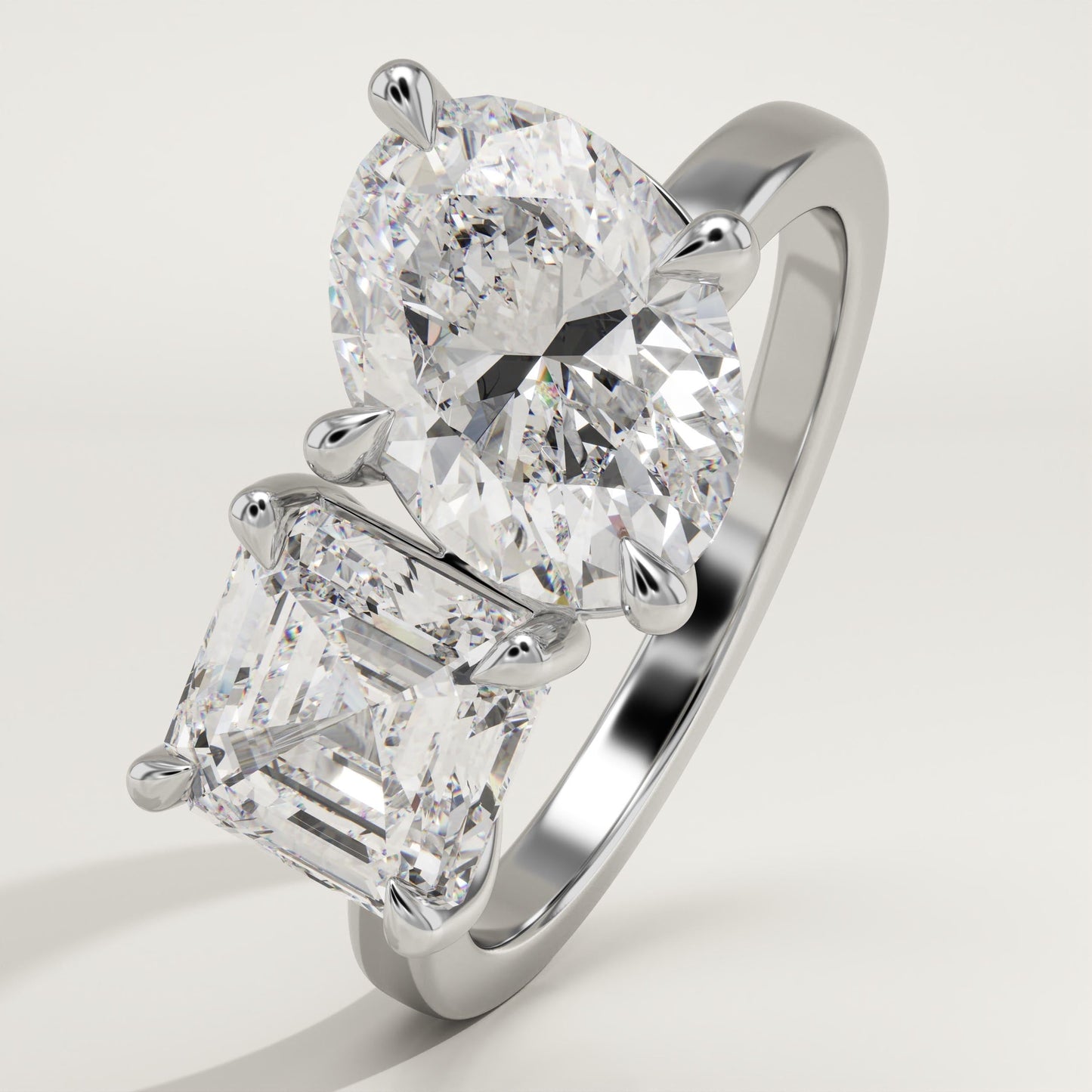 3.75 TCW Asscher & Oval Cut Toi Et Moi Lab-Grown Diamond Engagement Ring