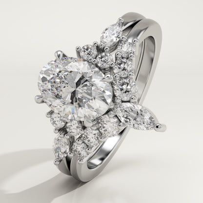 Oval Cut Cluster Lab-Grown Diamond Bridal Set