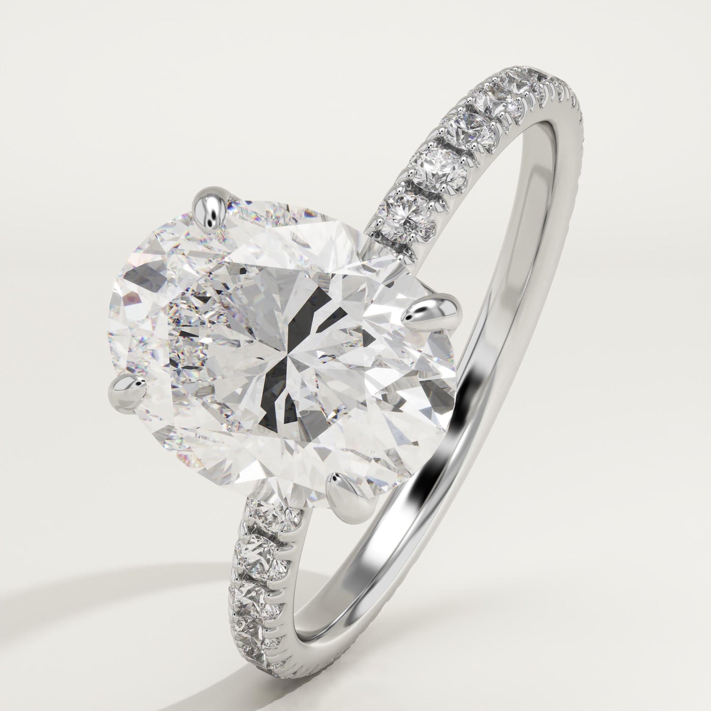 Oval Cut Pave Lab-Grown Diamond Engagement Ring
