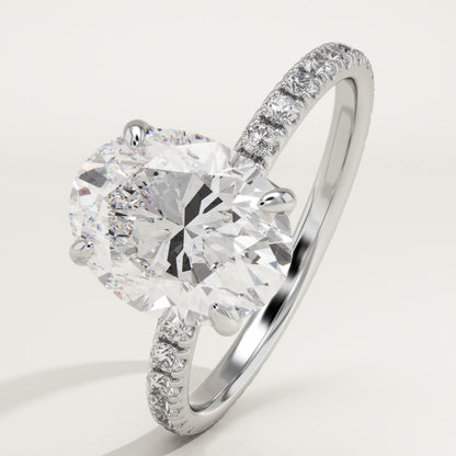 Oval Cut Pave Lab-Grown Diamond Engagement Ring