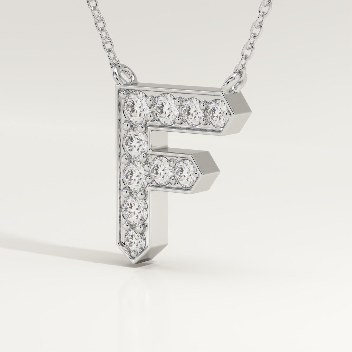 0.342 TCW Round Lab-Grown Diamond F Initial Necklace