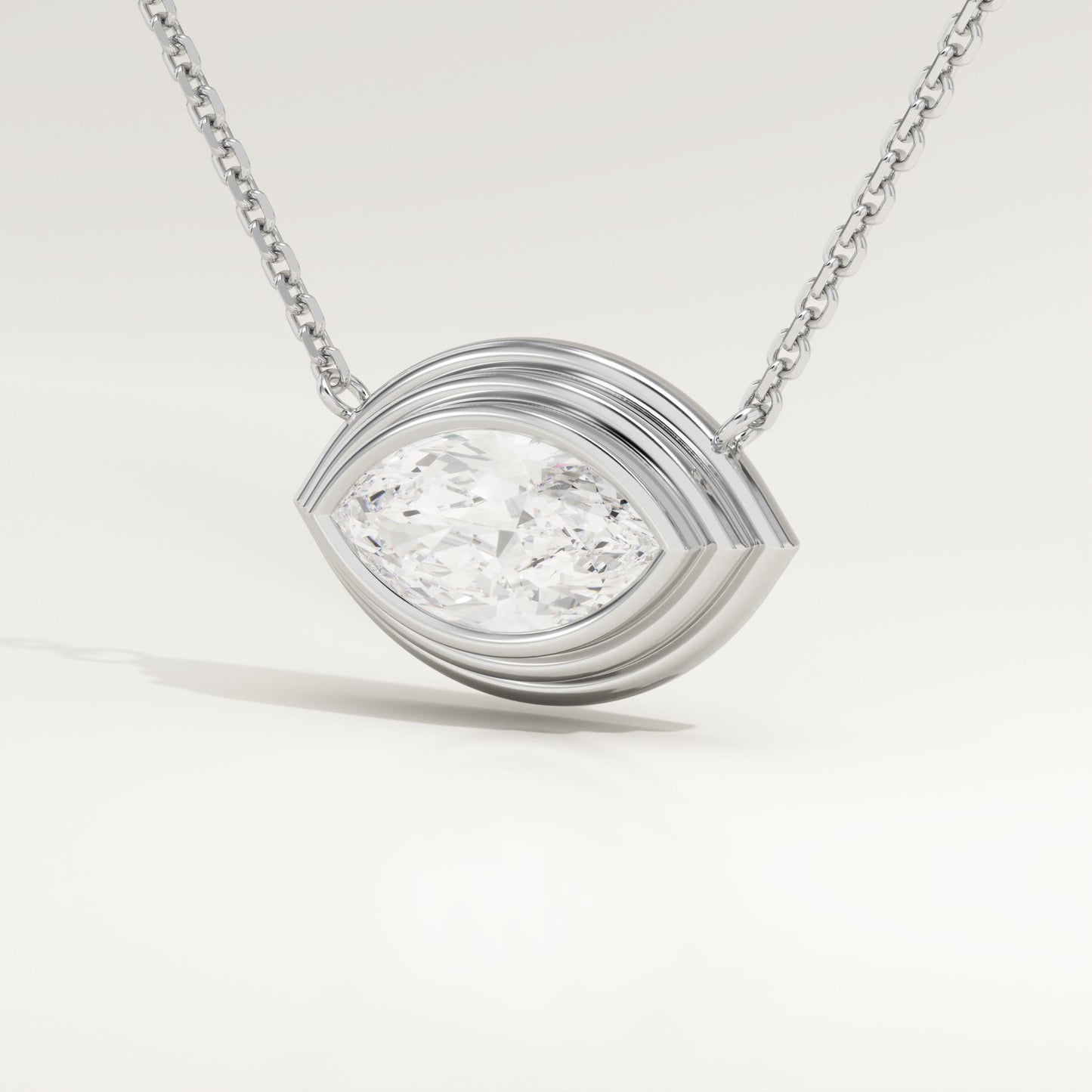 2 CT Marquise Lab-Grown Diamond Solitaire & Bezel Necklace