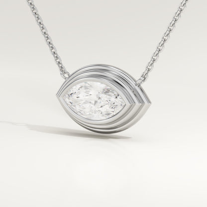 2 CT Marquise Lab-Grown Diamond Solitaire & Bezel Necklace