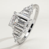 2.0 CT Emerald Cut Cluster Lab-Grown Diamond Engagement Ring