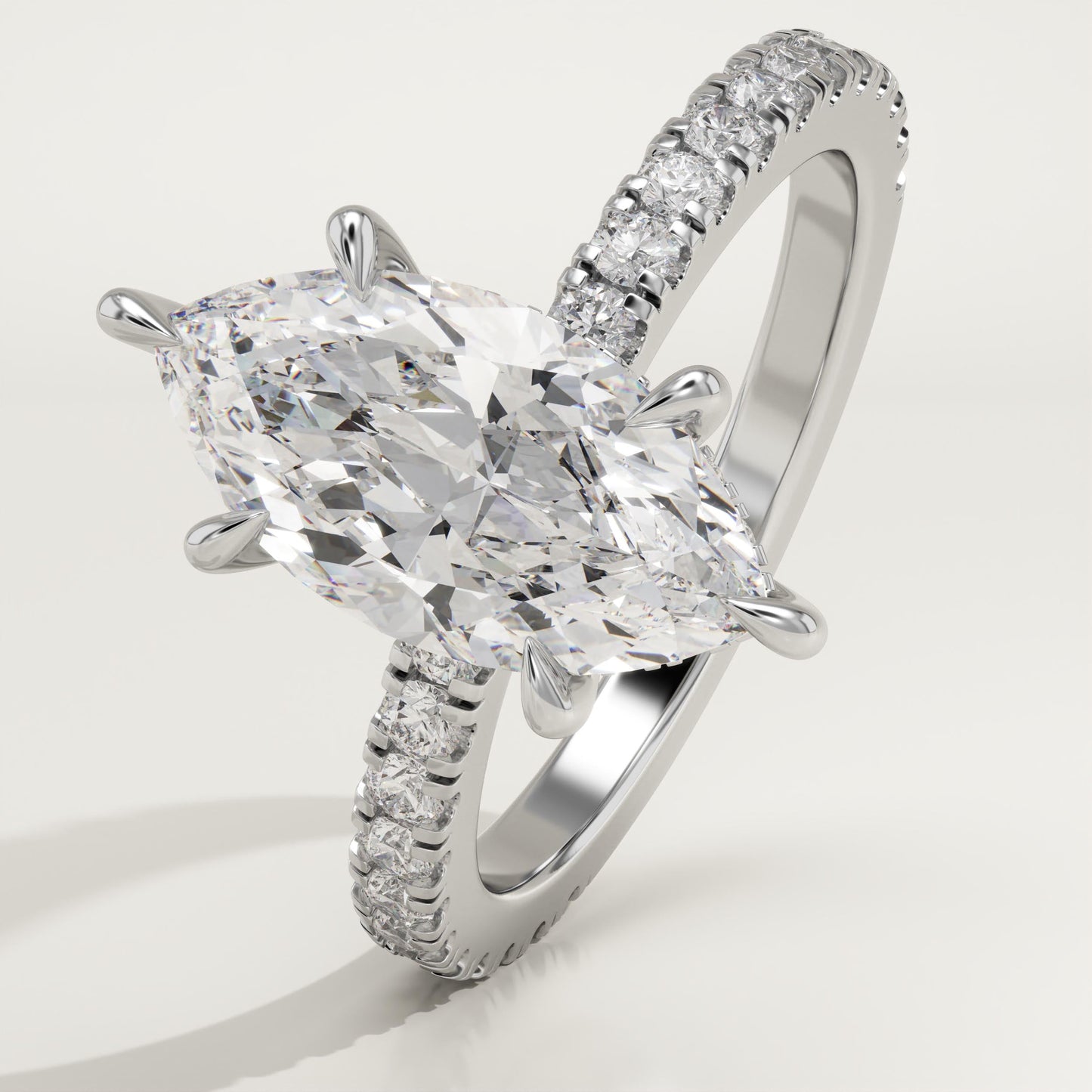Marquise Cut Hidden Halo & Pave Lab-Grown Diamond Engagement Ring