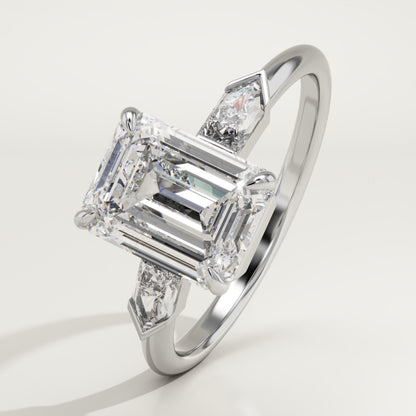2 CT Emerald Cut Three Stone Moissanite Engagement Ring