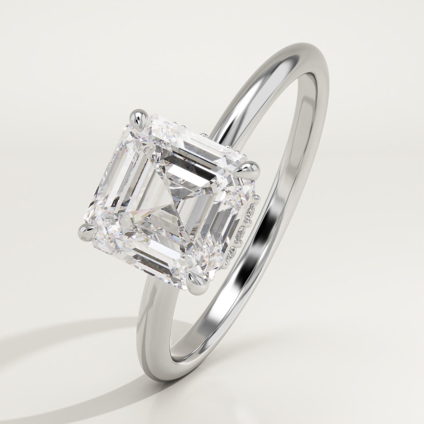 Asscher Cut Hidden Halo Lab-Grown Diamond Engagement Ring
