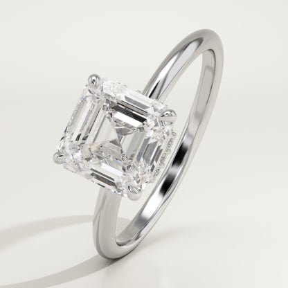 Asscher Cut Hidden Halo Lab-Grown Diamond Engagement Ring