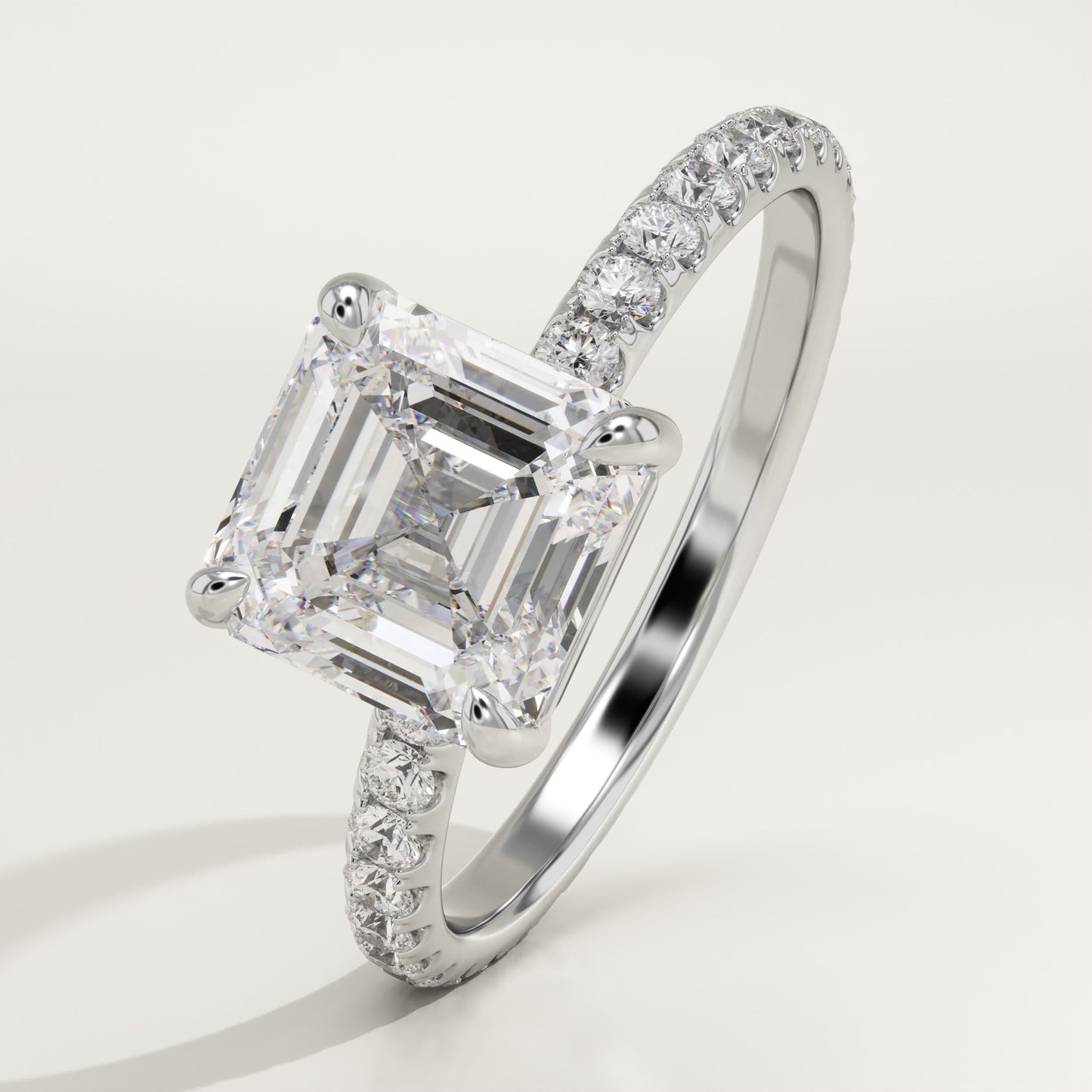 Asscher Cut Pave Lab-Grown Diamond Engagement Ring