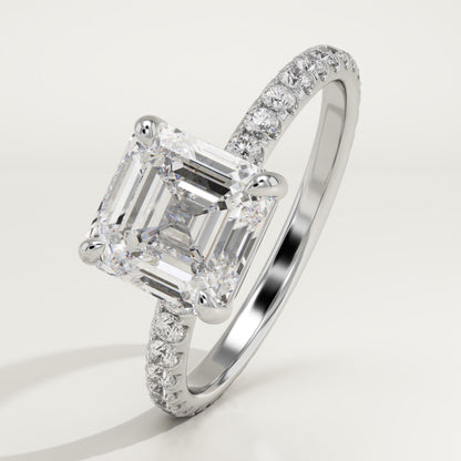 Asscher Cut Pave Lab-Grown Diamond Engagement Ring