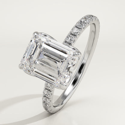 2 CT Emerald Cut Pave Moissanite Engagement Ring