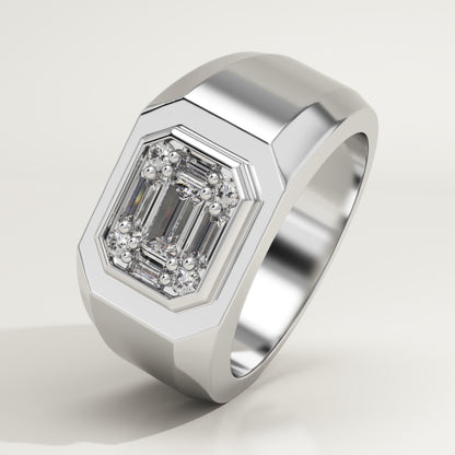 0.46 TCW Round & Baguette Lab-Grown Diamond Multi Stone Wedding Band For Men