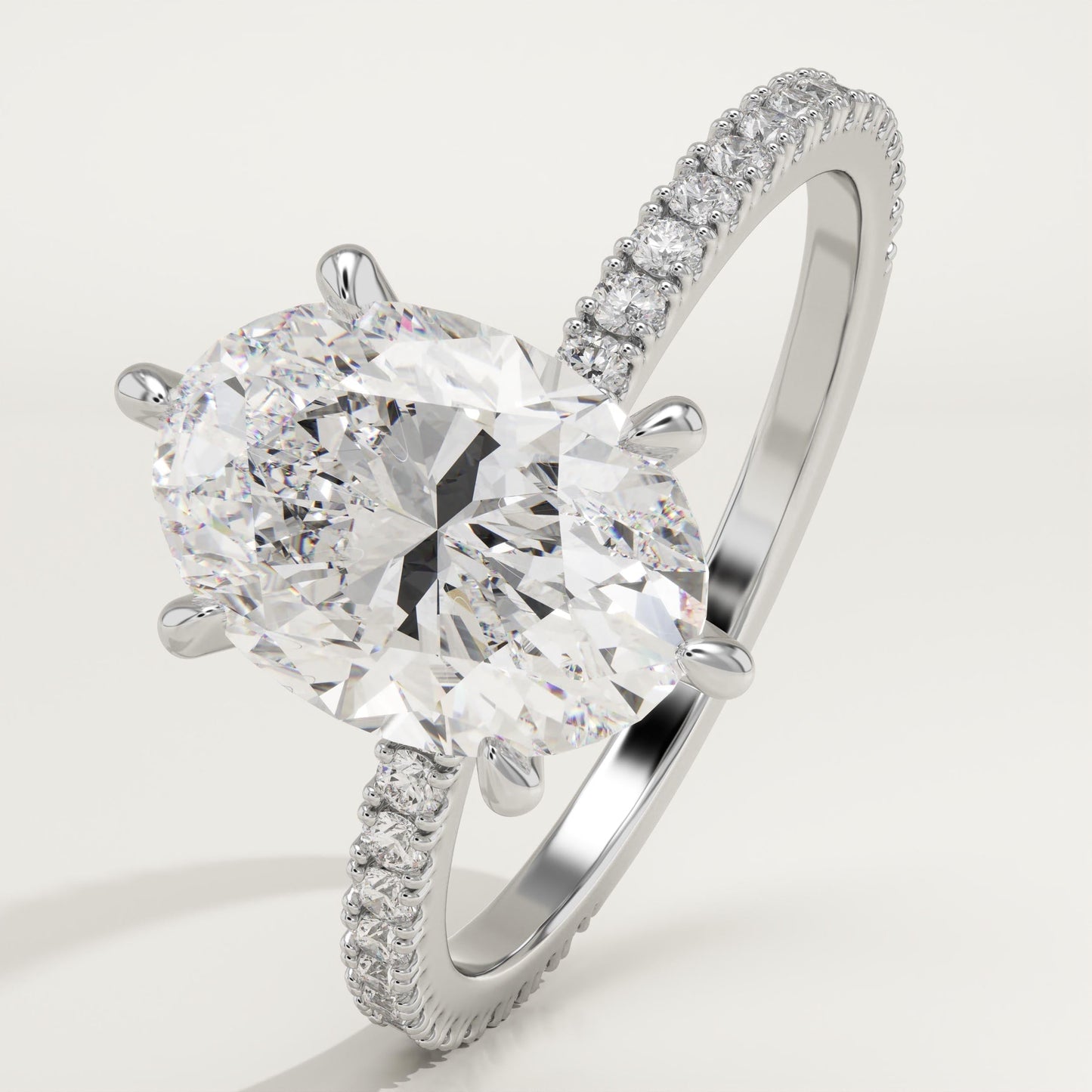 Oval Cut Pave Lab-Grown Diamond Engagement Ring