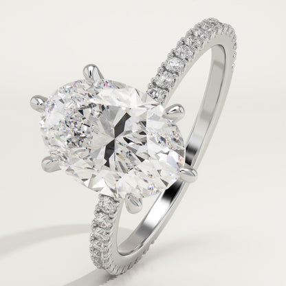 Oval Cut Pave Lab-Grown Diamond Engagement Ring